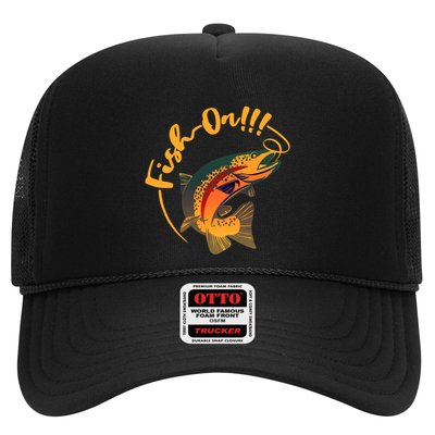 Fish On!!! Rainbow Trout Fishing Funny Gift Trucker Hat