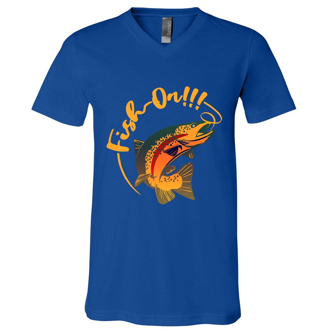 Fish On!!! Rainbow Trout Fishing Funny Gift V-Neck T-Shirt