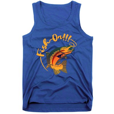 Fish On!!! Rainbow Trout Fishing Funny Gift Tank Top