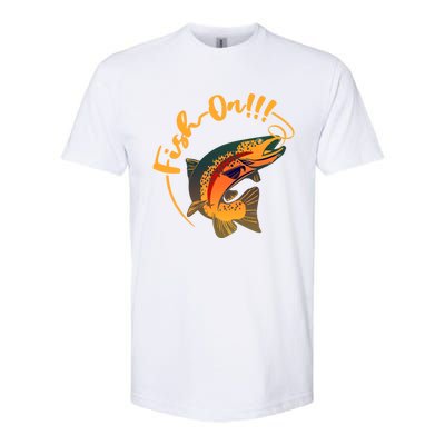 Fish On!!! Rainbow Trout Fishing Funny Gift Softstyle® CVC T-Shirt