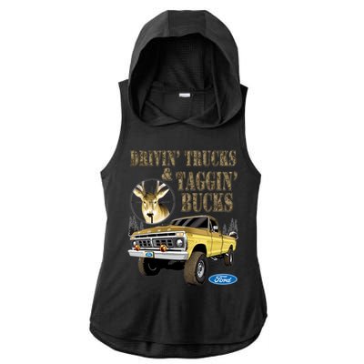 Ford Drivin Trucks & Taggin Bucks Ladies PosiCharge Tri-Blend Wicking Draft Hoodie Tank