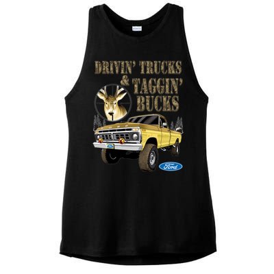 Ford Drivin Trucks & Taggin Bucks Ladies PosiCharge Tri-Blend Wicking Tank