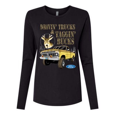 Ford Drivin Trucks & Taggin Bucks Womens Cotton Relaxed Long Sleeve T-Shirt