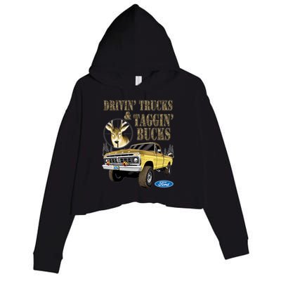 Ford Drivin Trucks & Taggin Bucks Crop Fleece Hoodie