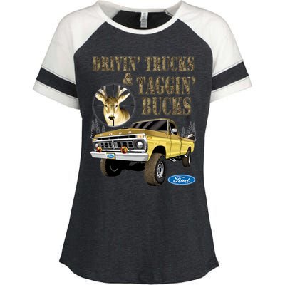 Ford Drivin Trucks & Taggin Bucks Enza Ladies Jersey Colorblock Tee