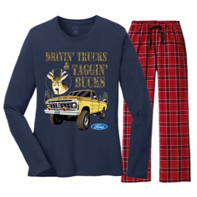 Ford Drivin Trucks & Taggin Bucks Women's Long Sleeve Flannel Pajama Set 