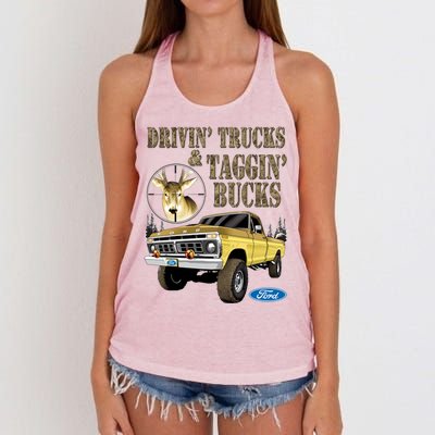 Ford Drivin Trucks & Taggin Bucks Women's Knotted Racerback Tank