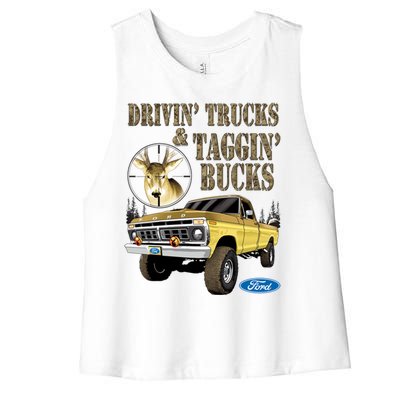 Ford Drivin Trucks & Taggin Bucks Women's Racerback Cropped Tank