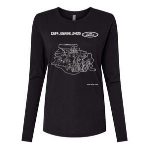 Ford Engine Parts Womens Cotton Relaxed Long Sleeve T-Shirt