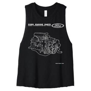 Ford Engine Parts Women's Racerback Cropped Tank