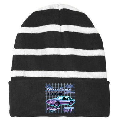 Ford Mustang GT The Boss Striped Beanie with Solid Band