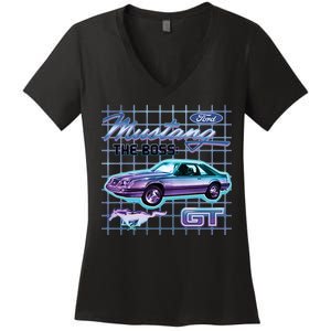 Ford Mustang GT The Boss Women's V-Neck T-Shirt