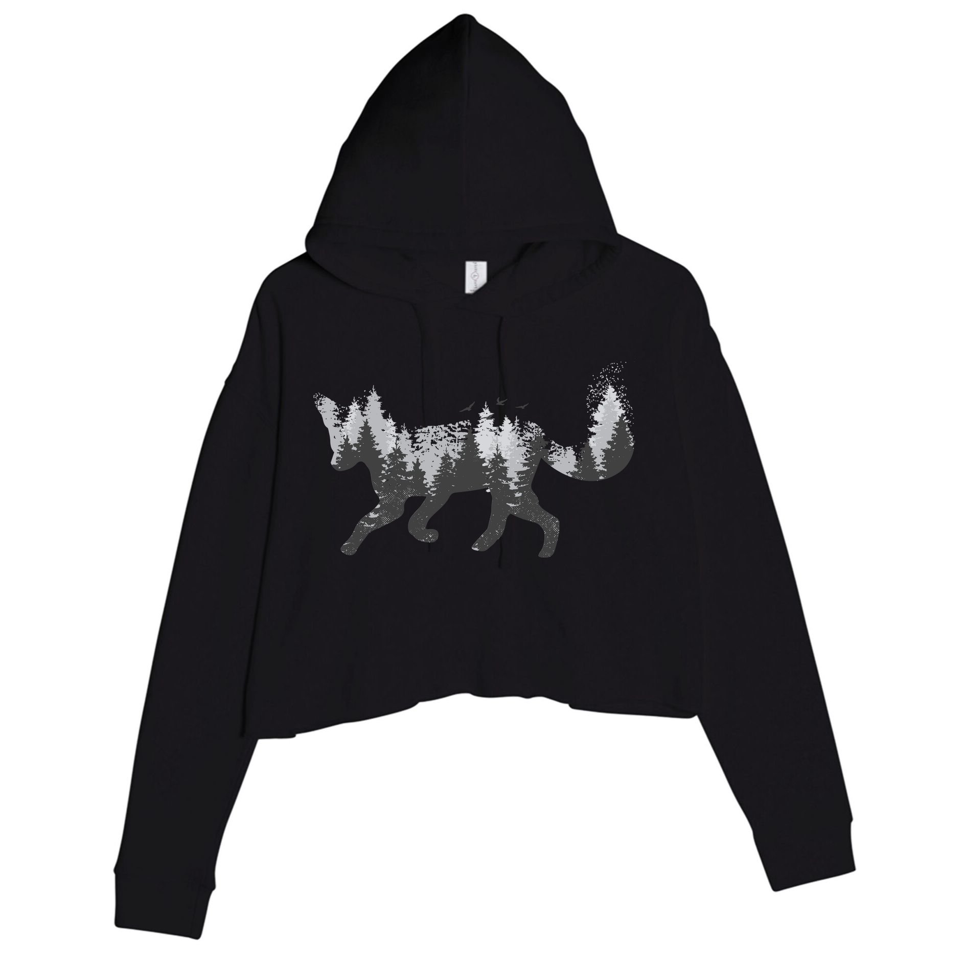 Forest Fox Animal Crop Fleece Hoodie