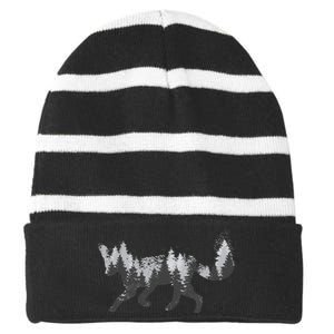 Forest Fox Animal Striped Beanie with Solid Band