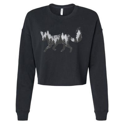 Forest Fox Animal Cropped Pullover Crew