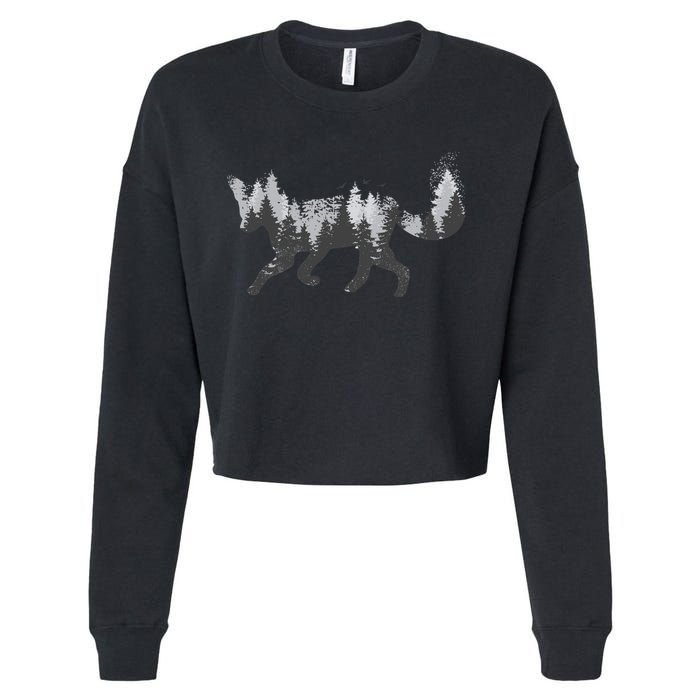 Forest Fox Animal Cropped Pullover Crew