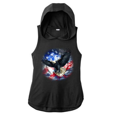 Forever Free United States Eagle Ladies PosiCharge Tri-Blend Wicking Draft Hoodie Tank