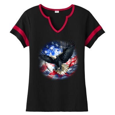 Forever Free United States Eagle Ladies Halftime Notch Neck Tee