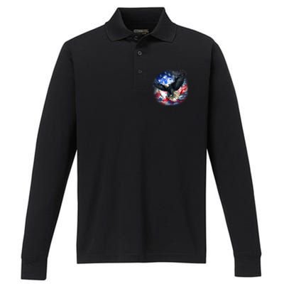 Forever Free United States Eagle Performance Long Sleeve Polo