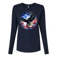 Forever Free United States Eagle Womens Cotton Relaxed Long Sleeve T-Shirt