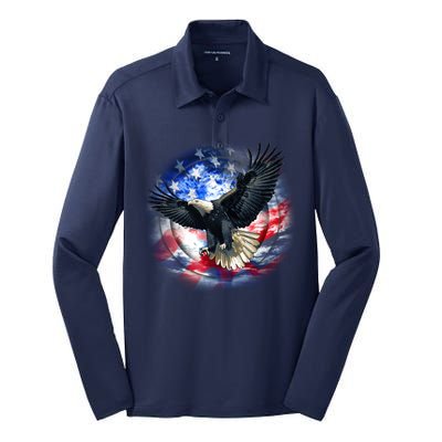 Forever Free United States Eagle Silk Touch Performance Long Sleeve Polo