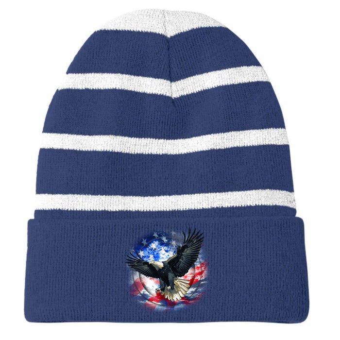 Forever Free United States Eagle Striped Beanie with Solid Band