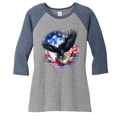 Forever Free United States Eagle Women's Tri-Blend 3/4-Sleeve Raglan Shirt