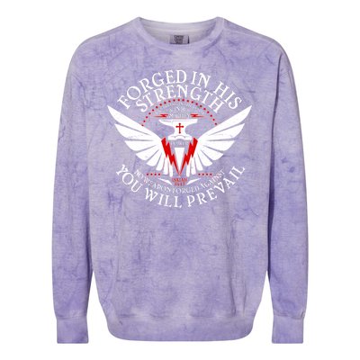 Forged In His Strength Colorblast Crewneck Sweatshirt