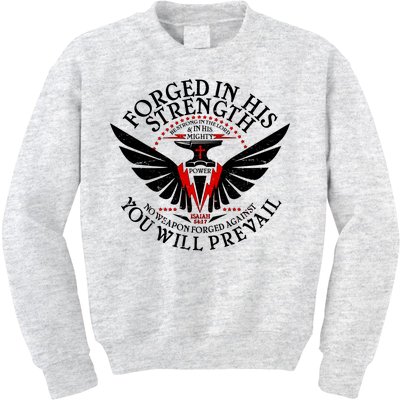 Forged In His Strength Kids Sweatshirt