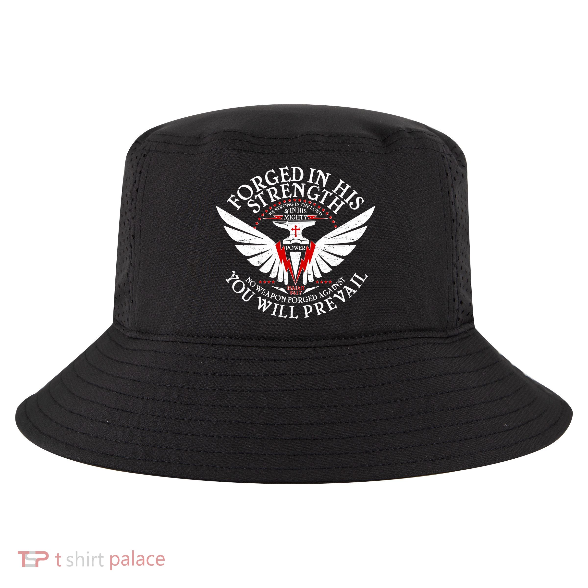 Forged In His Strength Cool Comfort Performance Bucket Hat