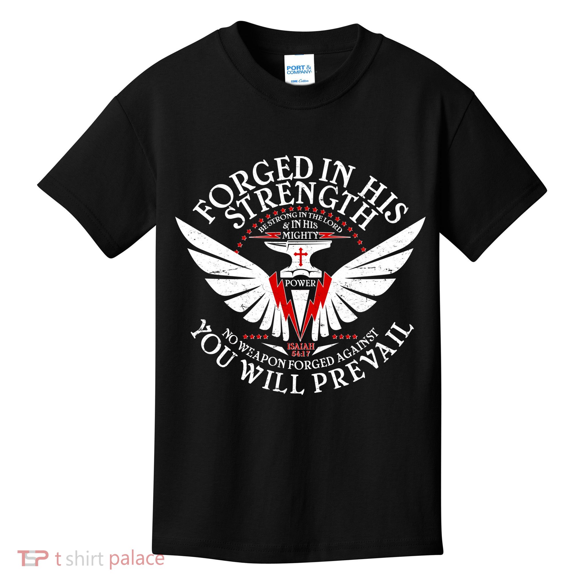 Forged In His Strength Kids T-Shirt