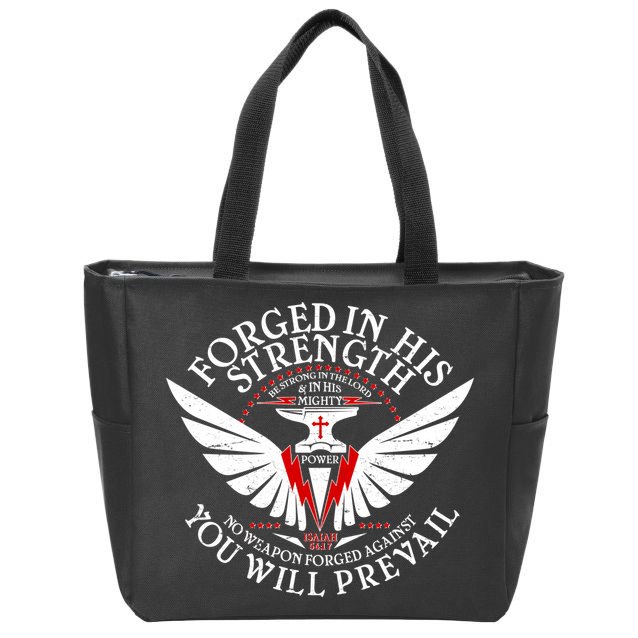 Forged In His Strength Zip Tote Bag