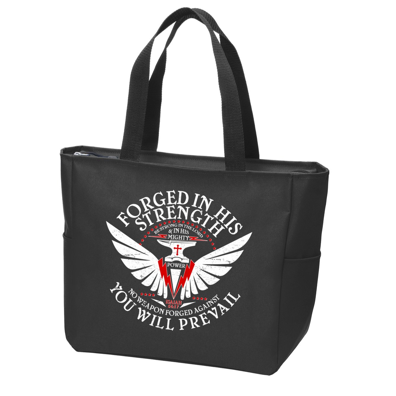 Forged In His Strength Zip Tote Bag