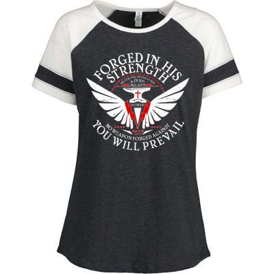 Forged In His Strength Enza Ladies Jersey Colorblock Tee