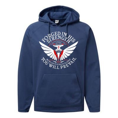 Forged In His Strength Performance Fleece Hoodie