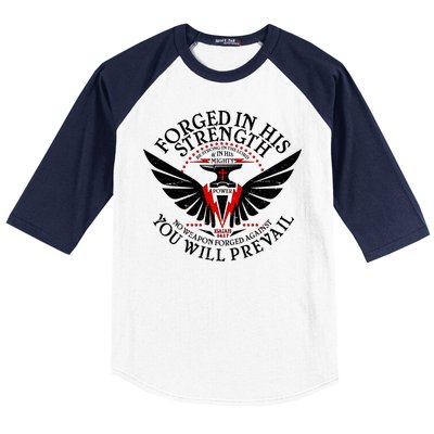 Forged In His Strength Baseball Sleeve Shirt