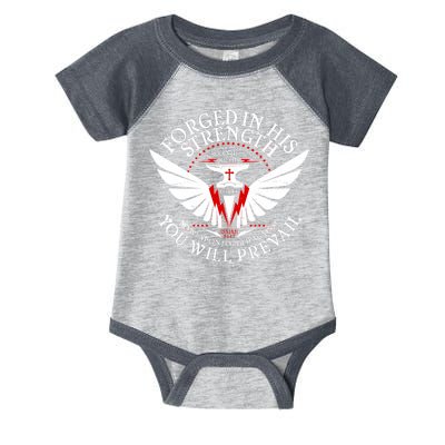 Forged In His Strength Infant Baby Jersey Bodysuit