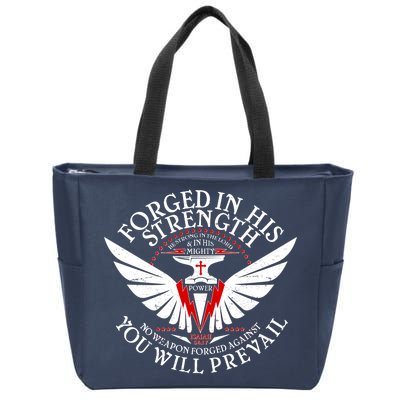 Forged In His Strength Zip Tote Bag