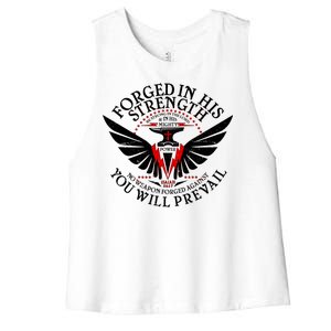 Forged In His Strength Women's Racerback Cropped Tank