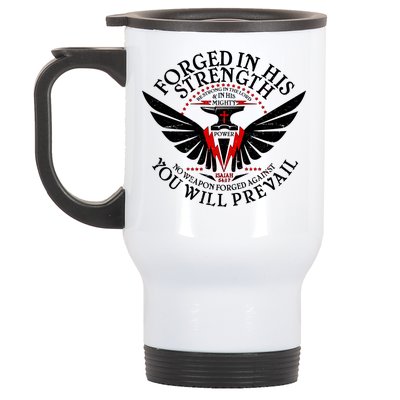 Forged In His Strength Stainless Steel Travel Mug