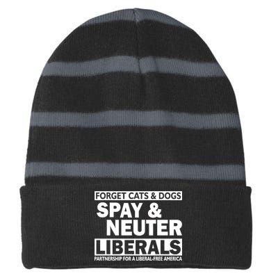 Forget Cats & Dogs Spay Nueter Liberals  Striped Beanie with Solid Band