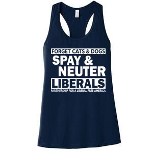 Forget Cats & Dogs Spay Nueter Liberals  Women's Racerback Tank