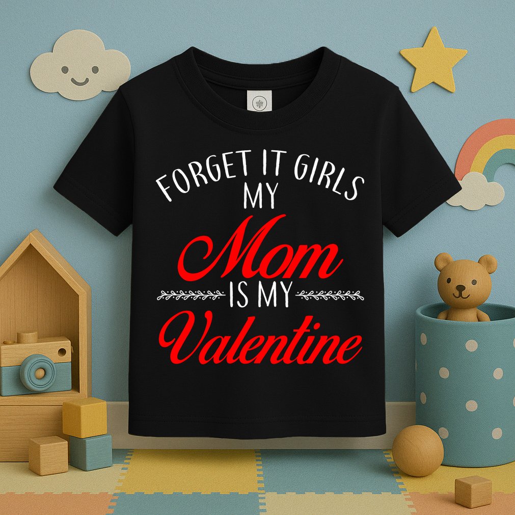Forget It Girls My Mom Is My Valentine Toddler T-Shirt