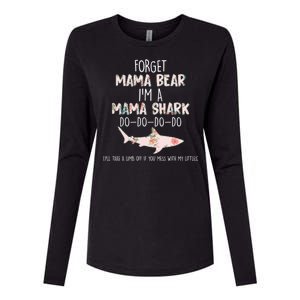 Forget Mama Bear I'm Mama Shark Doo Womens Cotton Relaxed Long Sleeve T-Shirt