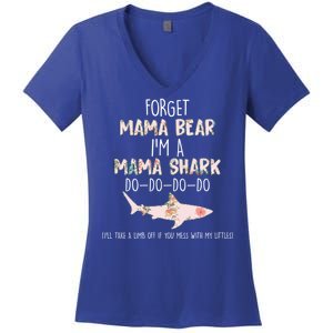 Forget Mama Bear I'm Mama Shark Doo Women's V-Neck T-Shirt