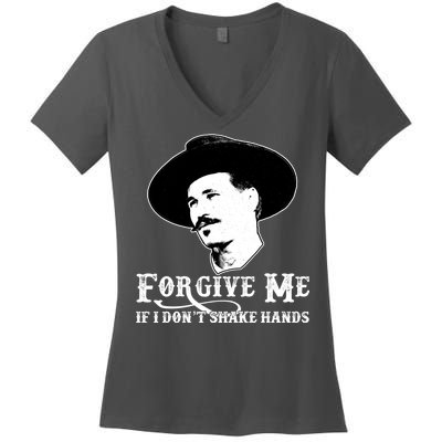 Forgive Me If I Don't Shake Hands Doc Holiday Women's V-Neck T-Shirt