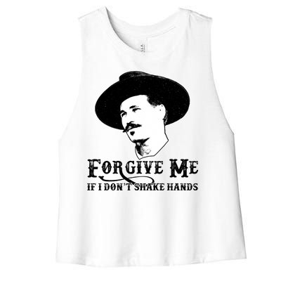 Forgive Me If I Don't Shake Hands Doc Holiday Women's Racerback Cropped Tank