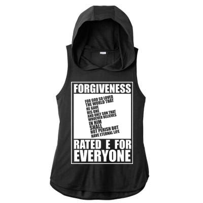 Forgiveness Rated E for Everyone Ladies PosiCharge Tri-Blend Wicking Draft Hoodie Tank