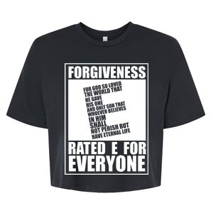 Forgiveness Rated E for Everyone Bella+Canvas Jersey Crop Tee