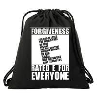 Forgiveness Rated E for Everyone Drawstring Bag